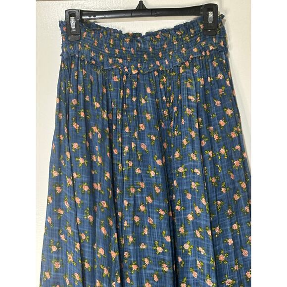 Free People One Brynn Floral Printed Maxi Skirt Size Medium NWT Blue Floral - Picture 10 of 14